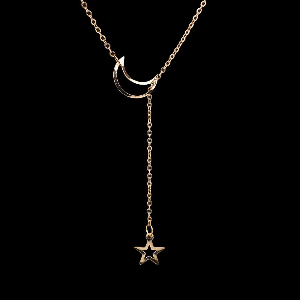 Fashion Moon Star Pendant Choker Necklace Alloy Zinc Chain Necklace Necklace for Women Party Jewelry Archery Necklace