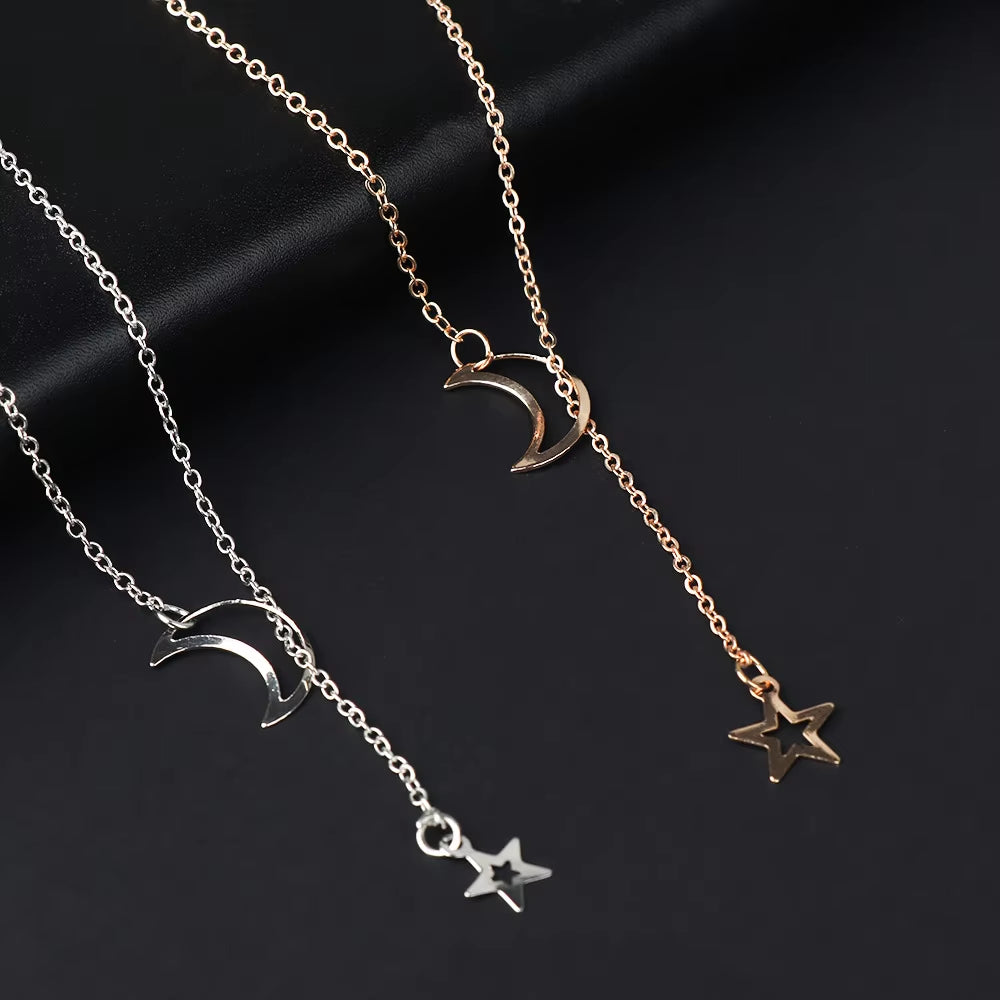 Fashion Moon Star Pendant Choker Necklace Alloy Zinc Chain Necklace Necklace for Women Party Jewelry Archery Necklace