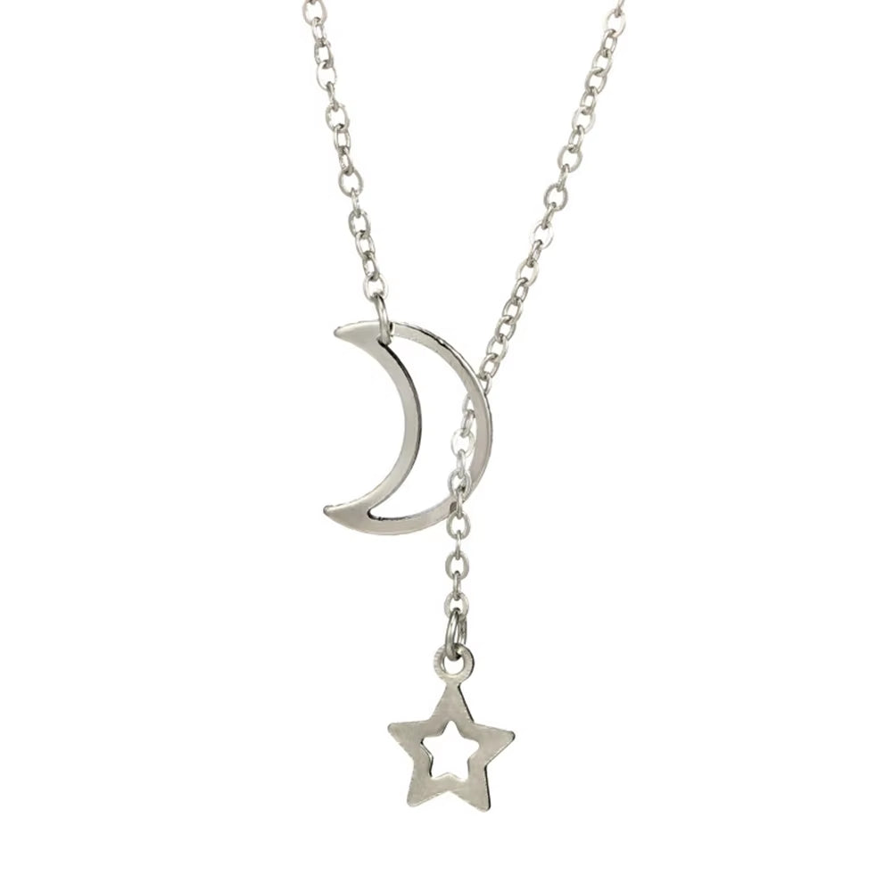 Fashion Moon Star Pendant Choker Necklace Alloy Zinc Chain Necklace Necklace for Women Party Jewelry Archery Necklace