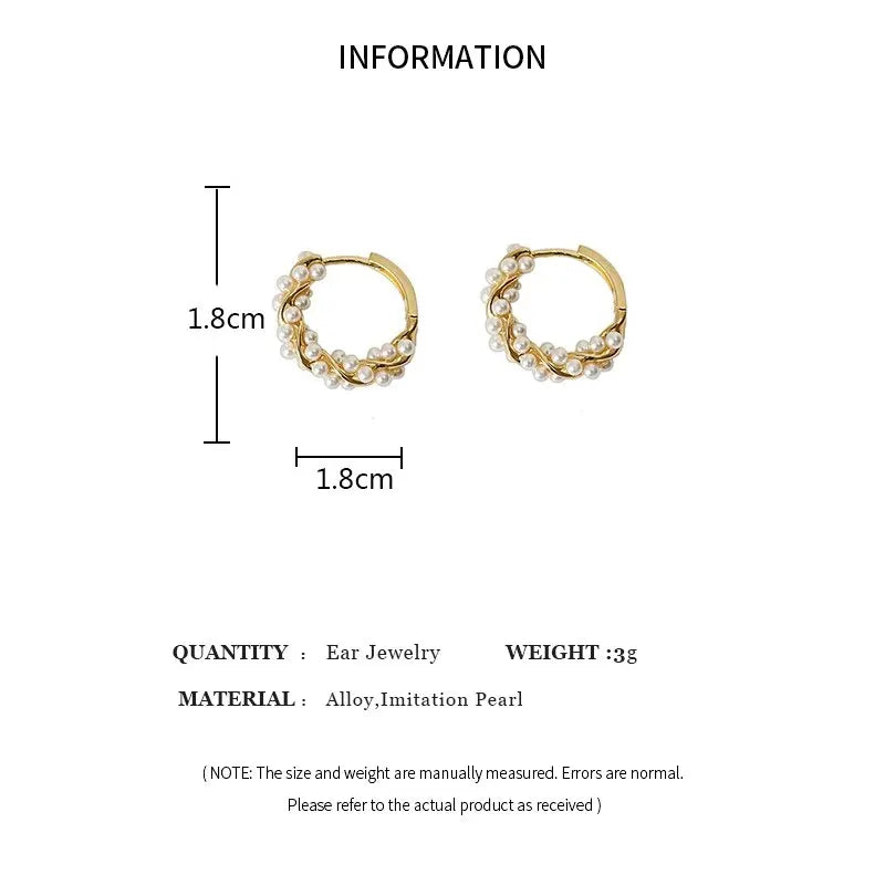 French Imitation Pearl Circel Earring Small round Hoop Earrings for Women New Design Texture Earrings Jewelry Elegant Gift